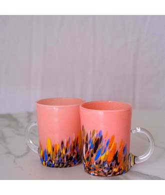 SET 2 PEZZI TAZZE MURANO SERIE ROMA ROSA
