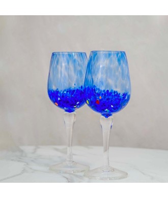 SET 2 PEZZI CALICE MURANO SERIE ELEGANCE BLUE