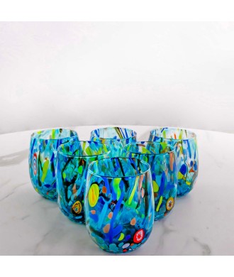 SET 6 PEZZI B12 MURANO SERIE MG ACQUAMARINA