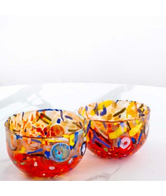 SET 2 PEZZI COPPA MURANO SERIE MG ROSSO