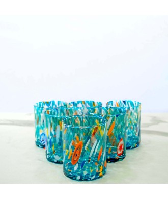 SET 6 PEZZI BICCHIERI MURANO SERIE B8 AMETISTA + MURRINE