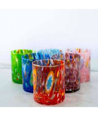 SET 6 PEZZI BICCHIERI MURANO SERIE B8 ACQUAMARE + MURRINE