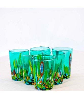 SET 6 PEZZI CHICCHETTO B2 MURANO SERIE SMERALDO MULTICOLOUR MURRINE