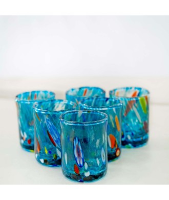 SET 6 PEZZI CHICCHETTO MURANO SERIE B1 ACQUAMARE