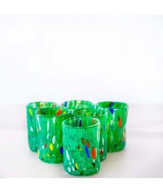 SET 6 PZ CHICCHETTO MURANO SERIE B7 - 4 BOTTE VERDE ERBA