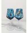 SET 2 PEZZI CALICE MURANO SERIE B8 ACQUAMARE + MURRINE