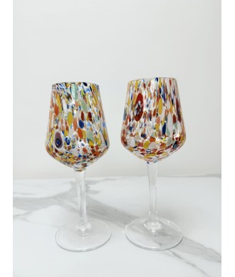 SET 2 PEZZI CALICE MURANO SERIE B8 MULTICOLORE + MURRINE